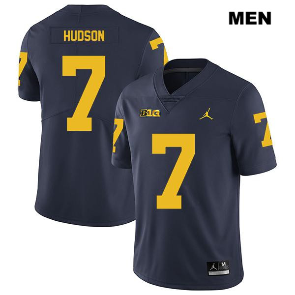 Men's NCAA Michigan Wolverines Khaleke Hudson #7 Navy Jordan Brand Authentic Stitched Legend Football College Jersey AI25N28UC